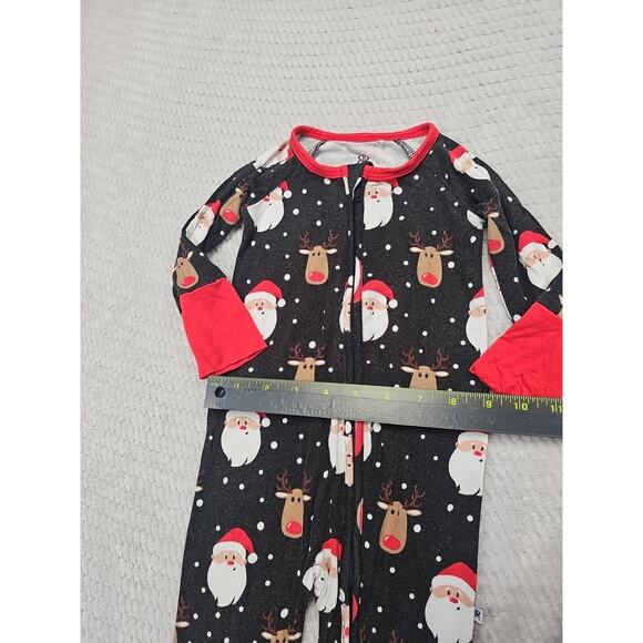 Bums & Roses Pajama Romper Size 18/24 Months Santa Reindeer Full Zip - Picture 3 of 6